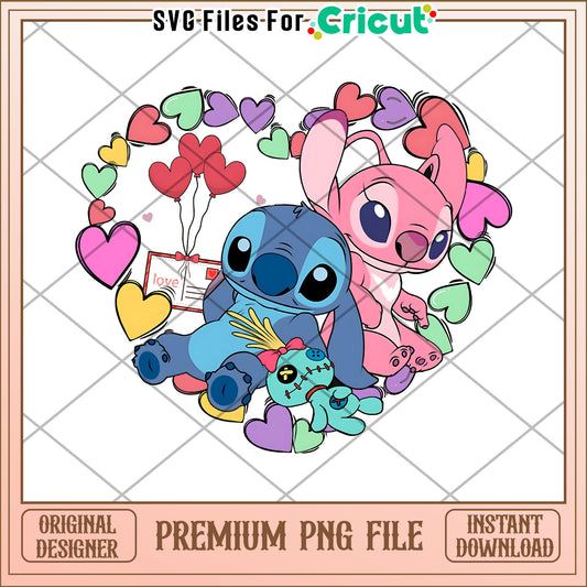 Stitch & Angel Valentine PNG