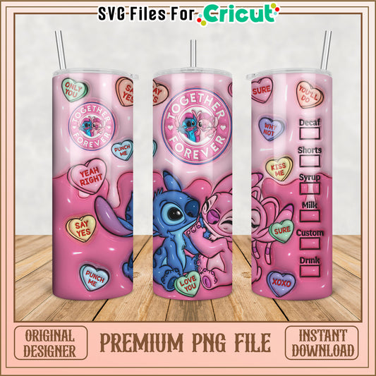 Stitch & Angel Valentine Tumbler PNG