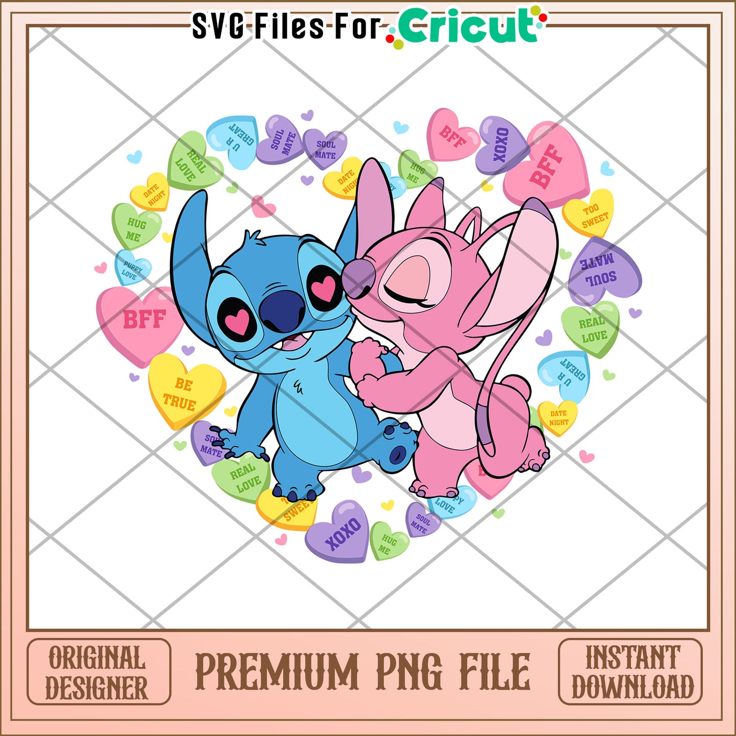 Stitch & Angel Valentines PNG Cricut