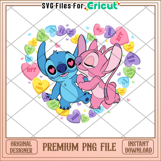 Stitch & Angel Valentines PNG Cricut