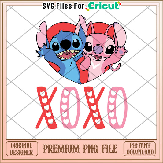 Stitch & Angel XOXO PNG Valentine's