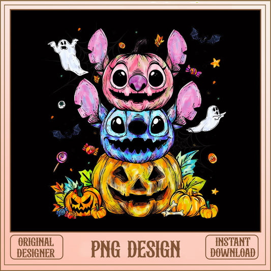 Stitch Angel Halloween Pumpkin PNG, Disney Halloween PNG, Cute PNG