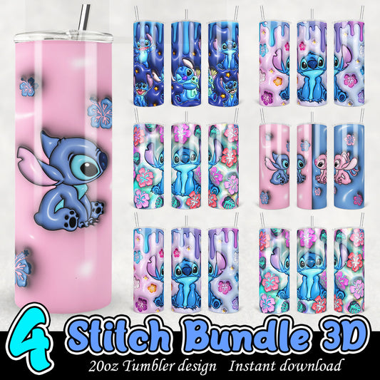 Stitch 3D Tumbler Bundle, Disney Stitch puffy tumbler 20oz