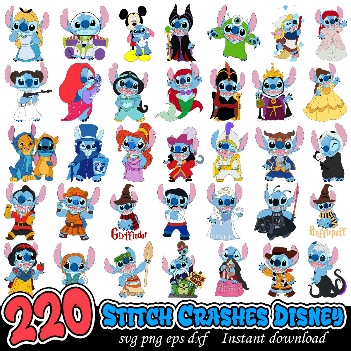 Stitch Crashes Disney Bundle Svg, Stitch characters bundle