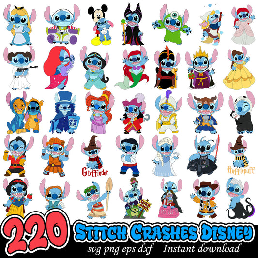 Stitch Crashes Disney Bundle Svg, Stitch characters bundle