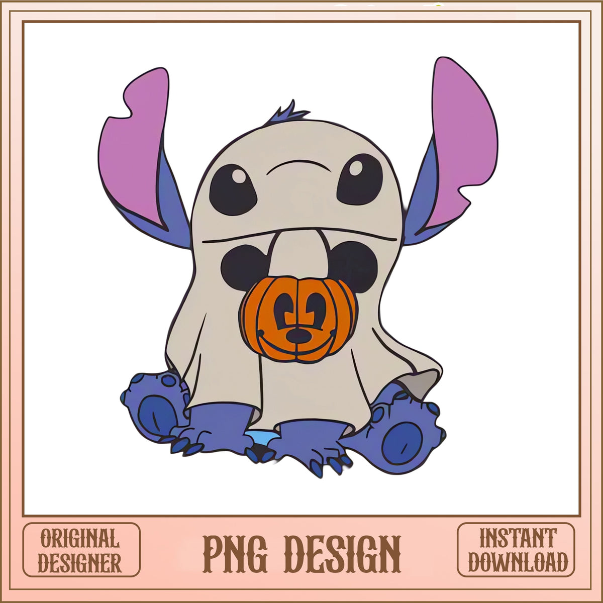 Stitch Ghost Halloween PNG, Disney Halloween PNG, Pumpkin PNG
