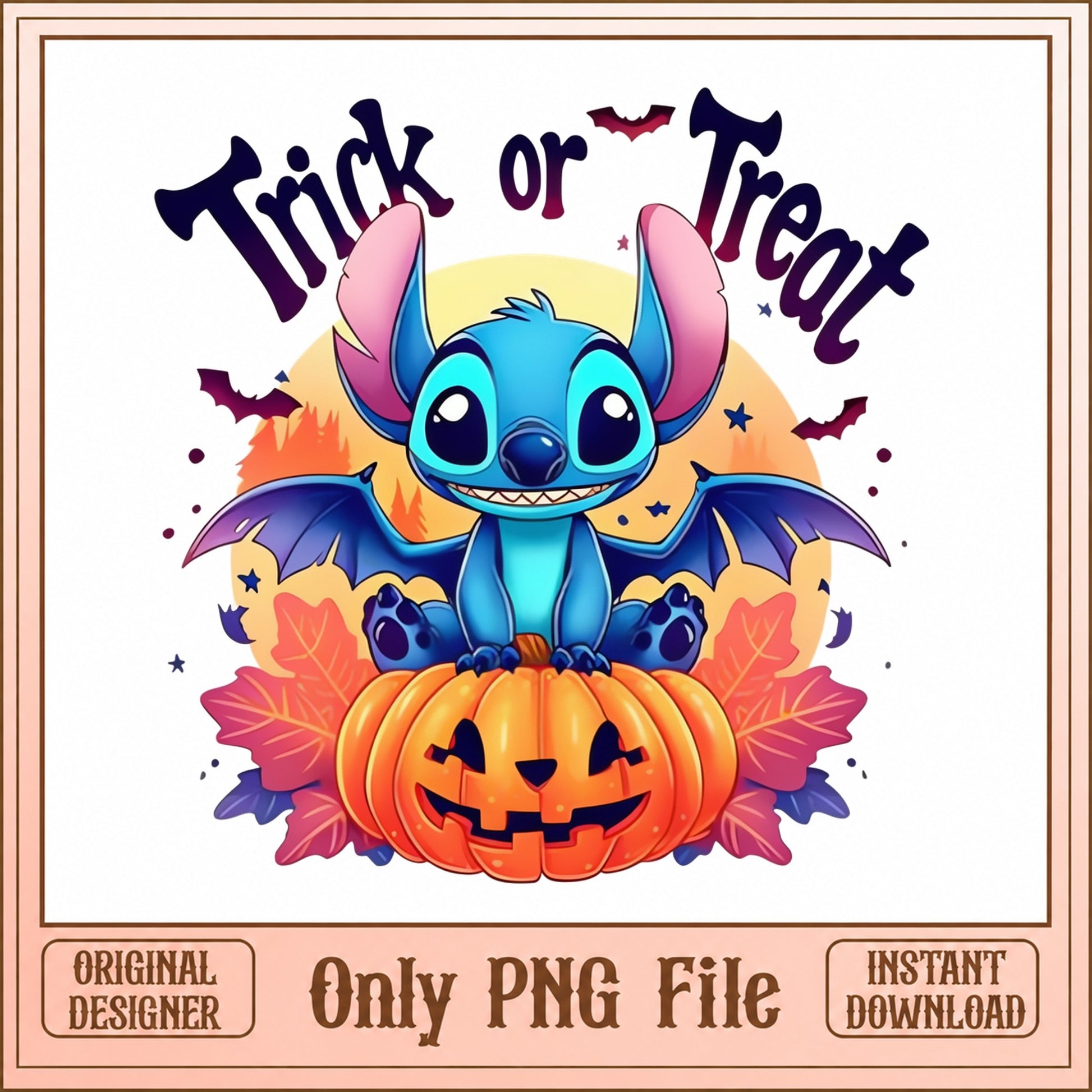 Stitch Halloween PNG, Trick Or Treat Pumpkin, Disney Character PNG