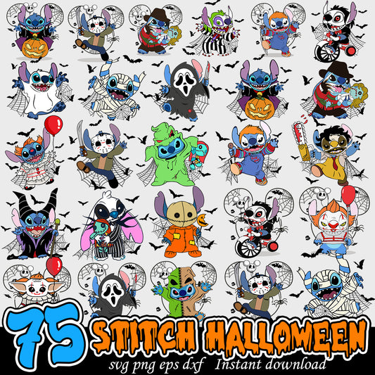 Stitch Horror Disney halloween bundle, Halloween Stitch bundle