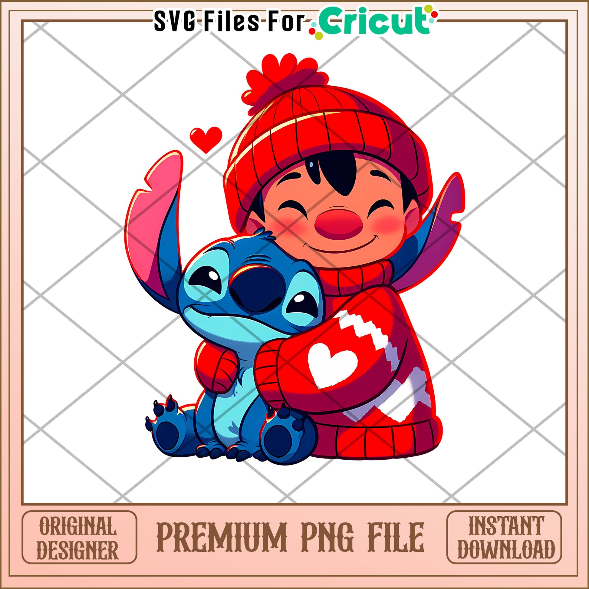 Stitch & Lilo PNG Cute Christmas Hug