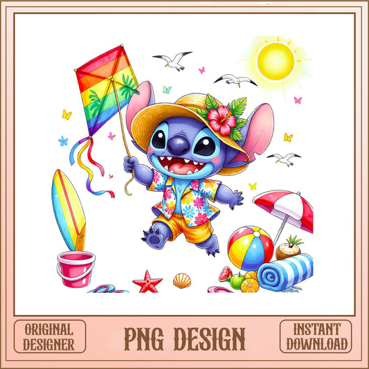 Stitch Summer Beach PNG, Disney Stitch Hawaiian PNG, Tropical PNG