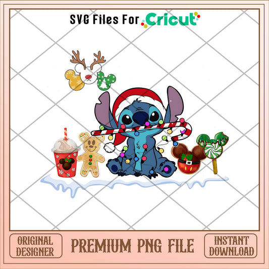 Stitch and christmas day png, stitch png, christmas png