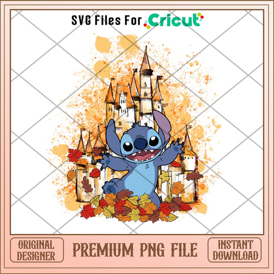 Stitch castle halloween png, stitch png, halloween png
