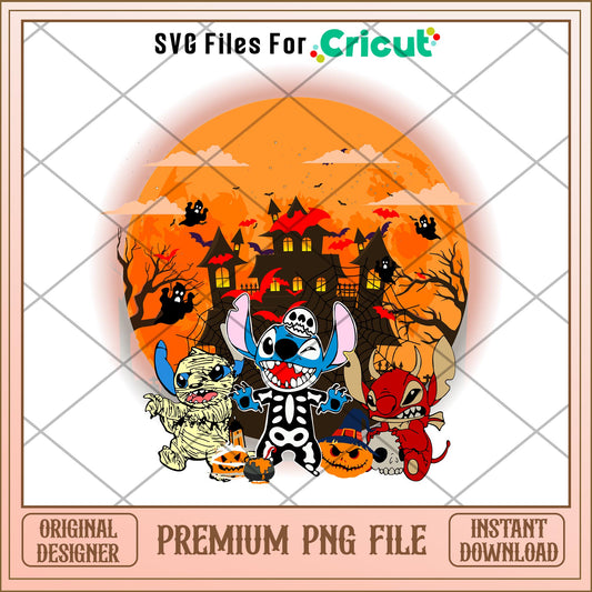 Stitch halloween png, stitch png, halloween png