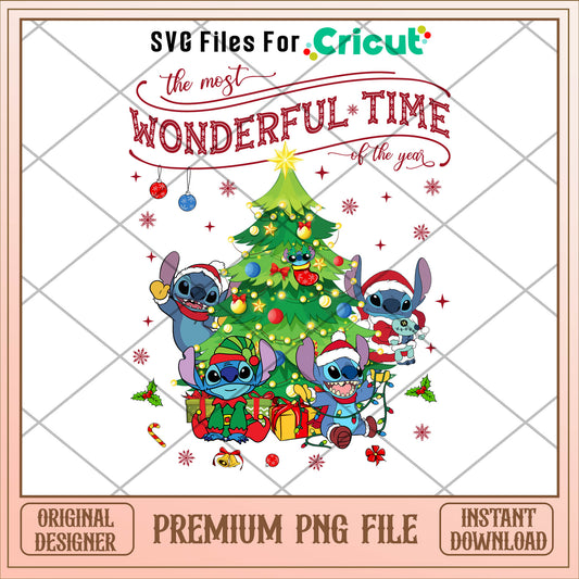 Stitch the most wonderful time png, stitch png, christmas png