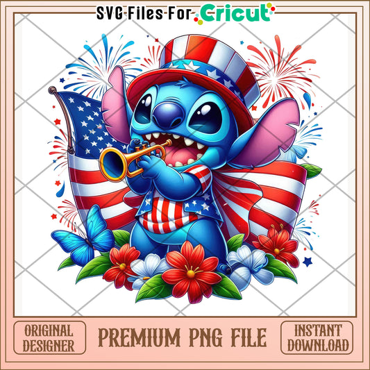 Stitch american design png, disney character png, 4th of july png