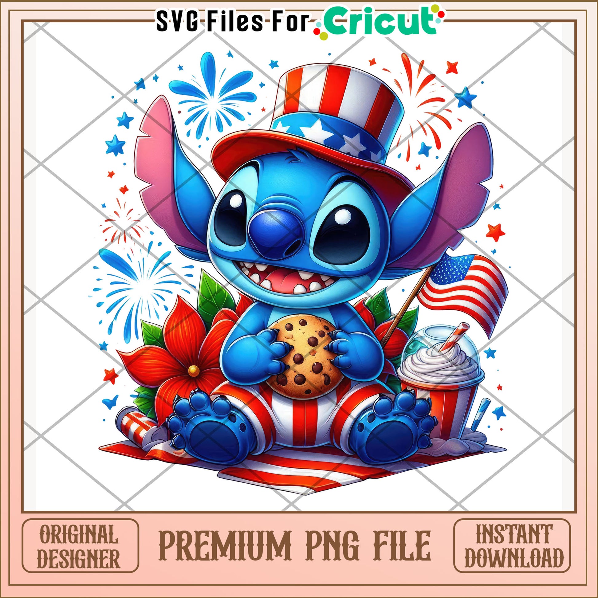 Stitch american design png, disney character png, patriotic theme png