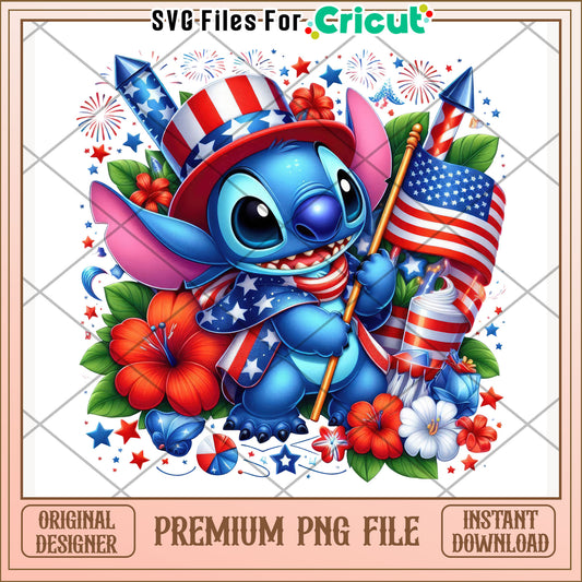 Stitch american president design  png, disney character png, 4th of july png