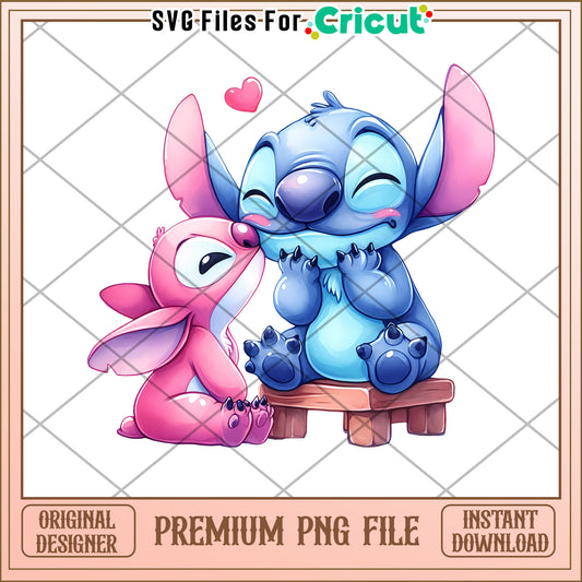 Stitch and Angel PNG Cute Couple