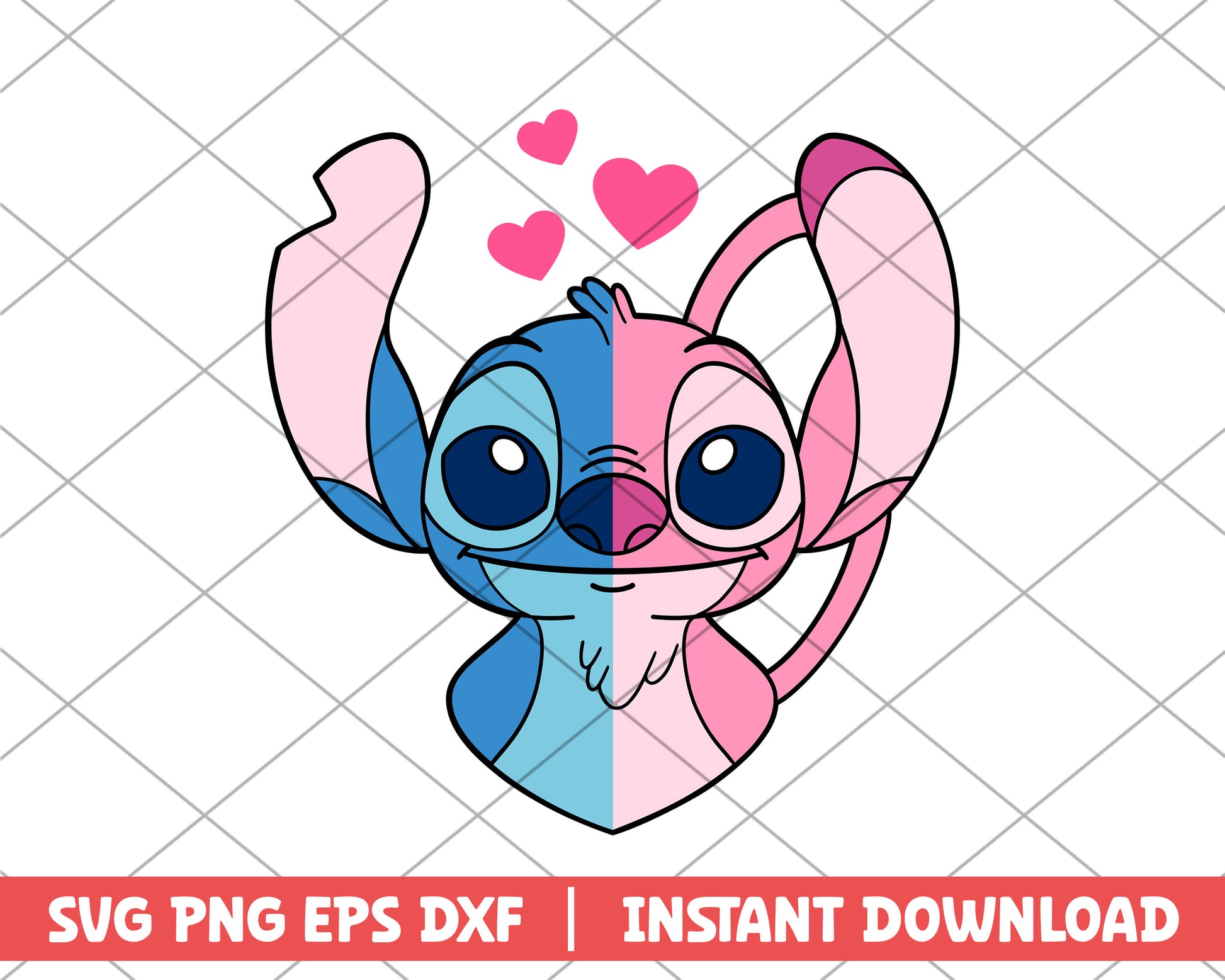 Stitch and Angel heart svg