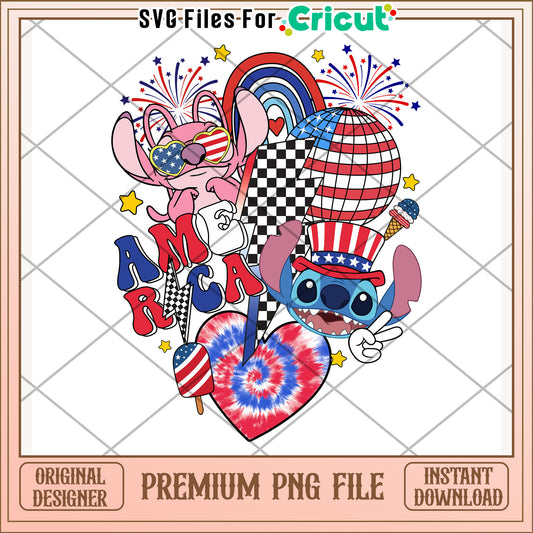 Stitch and angel png, independence day png, disney character png