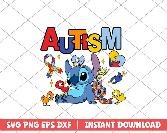 Stitch and duck autism svg