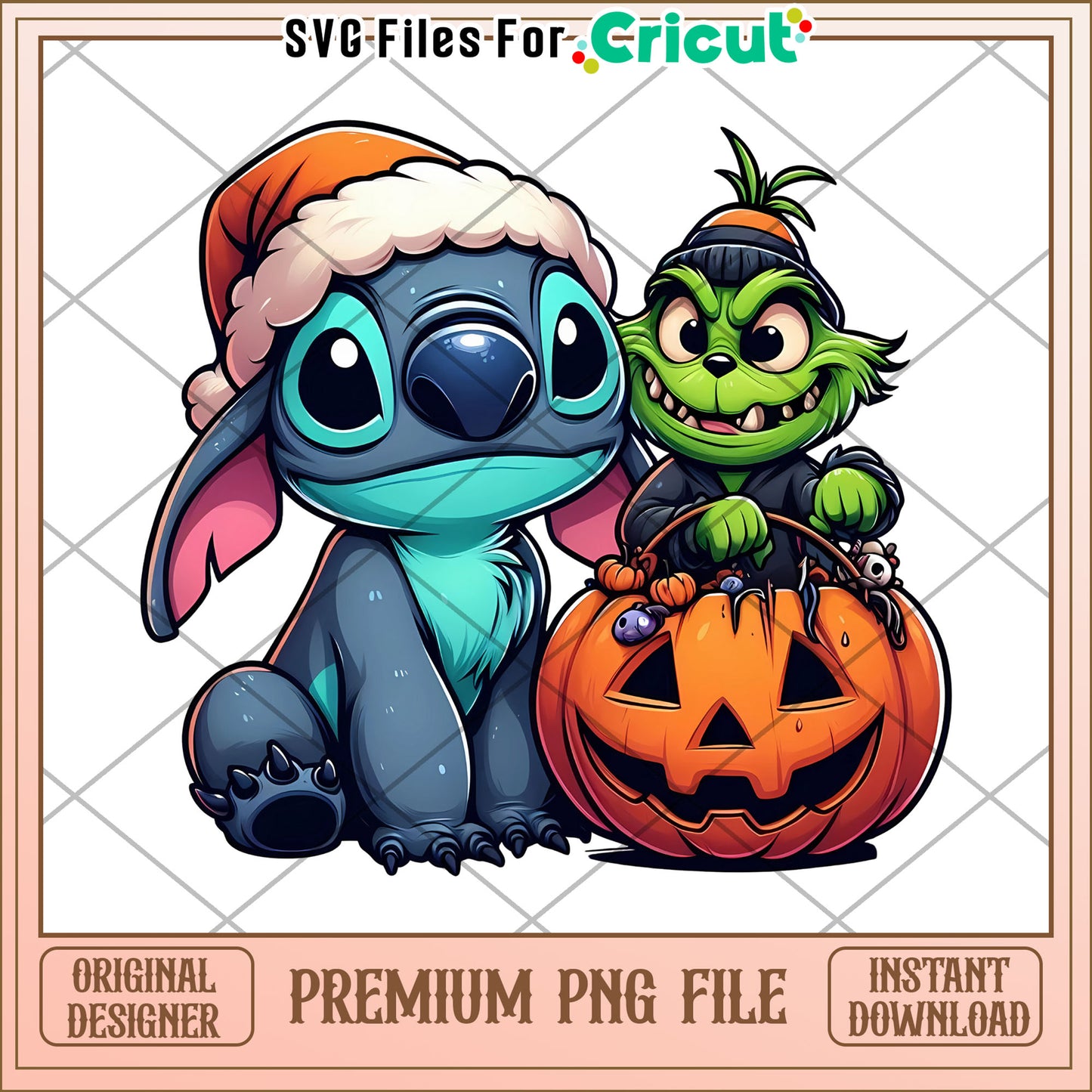 Stitch and grinch png, halloween for kids png, stitch cartoon png