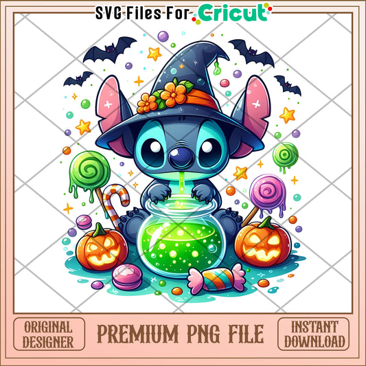 Stitch and poison png, halloween for kids png, stitch cartoon png