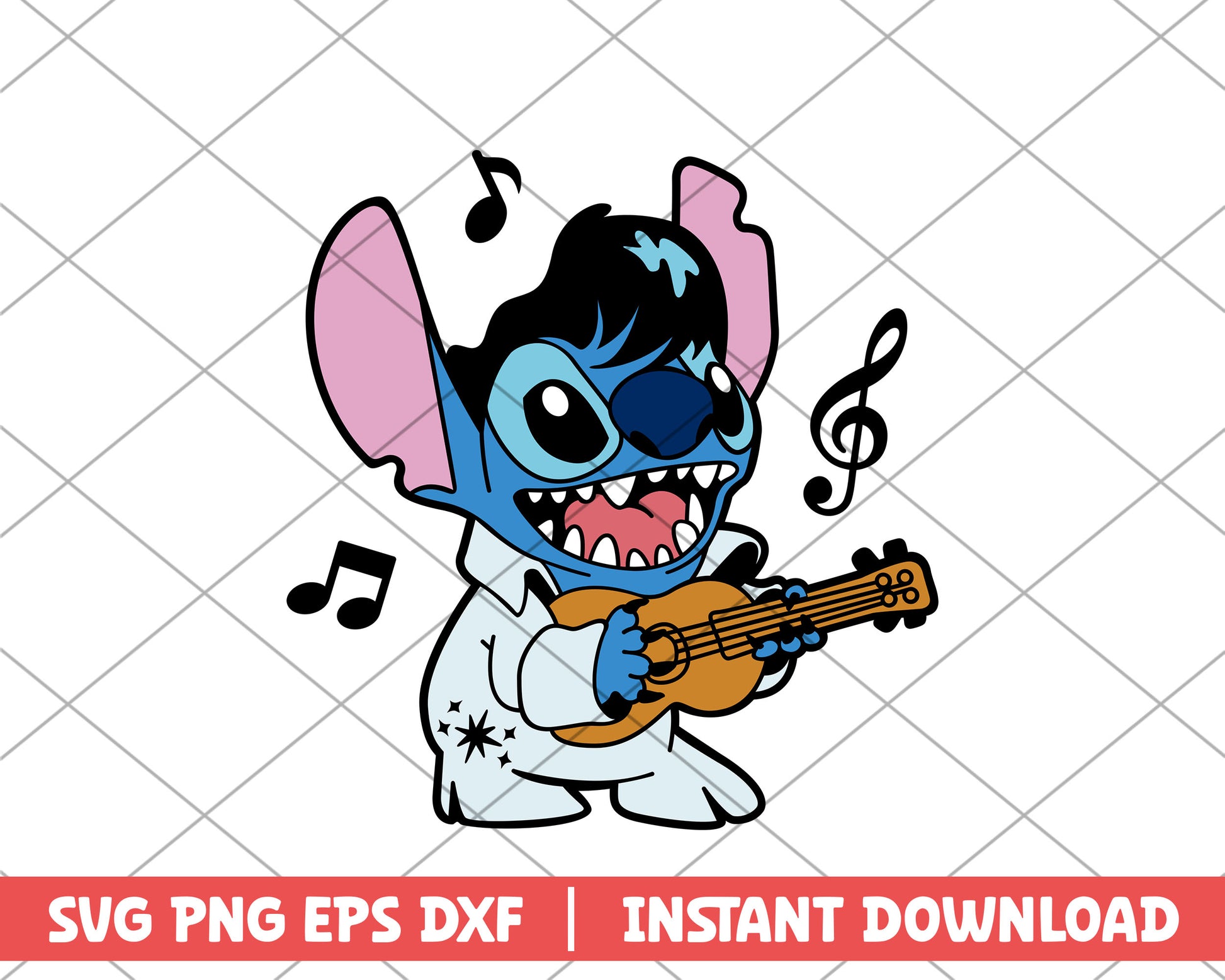 Stitch as elvis cartoon svg