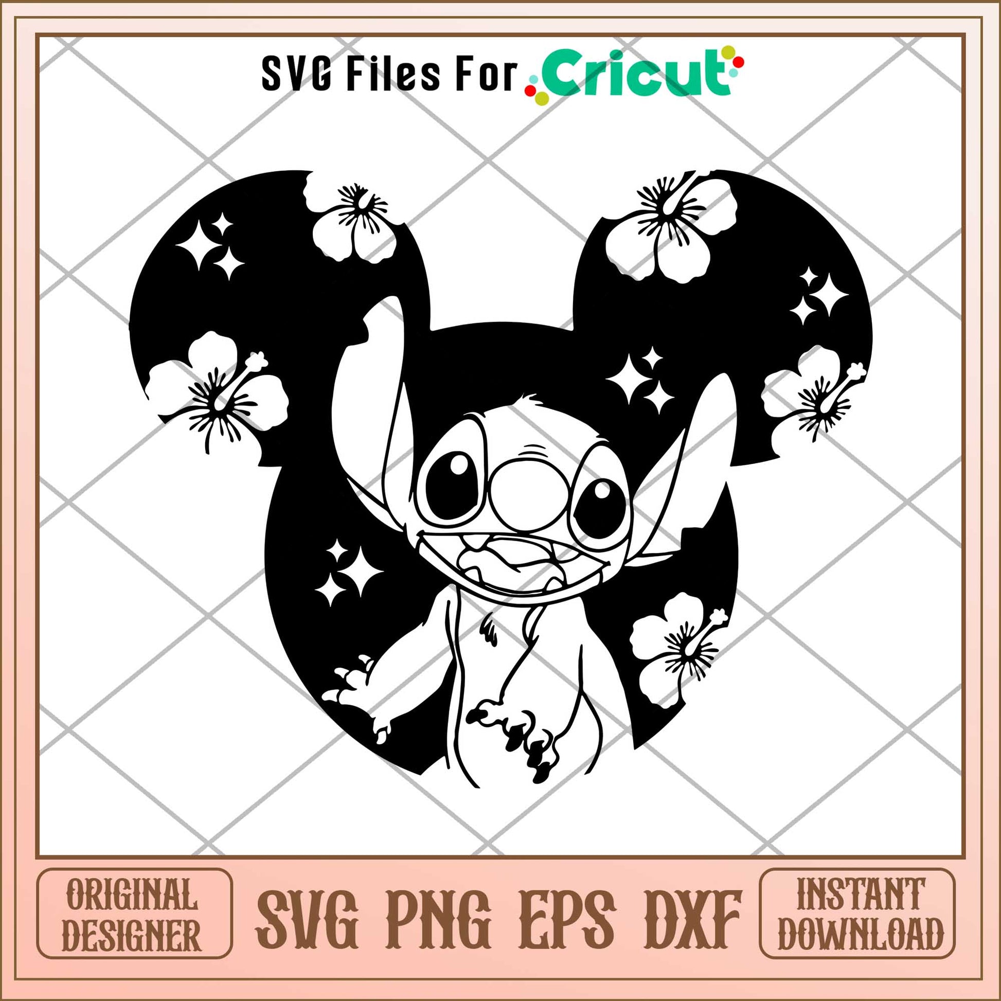 Stitch black mickey head black svg, Disney characters svg, digital dowload