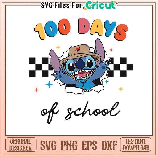 Stitch character 100th day of school svg, stitch character svg