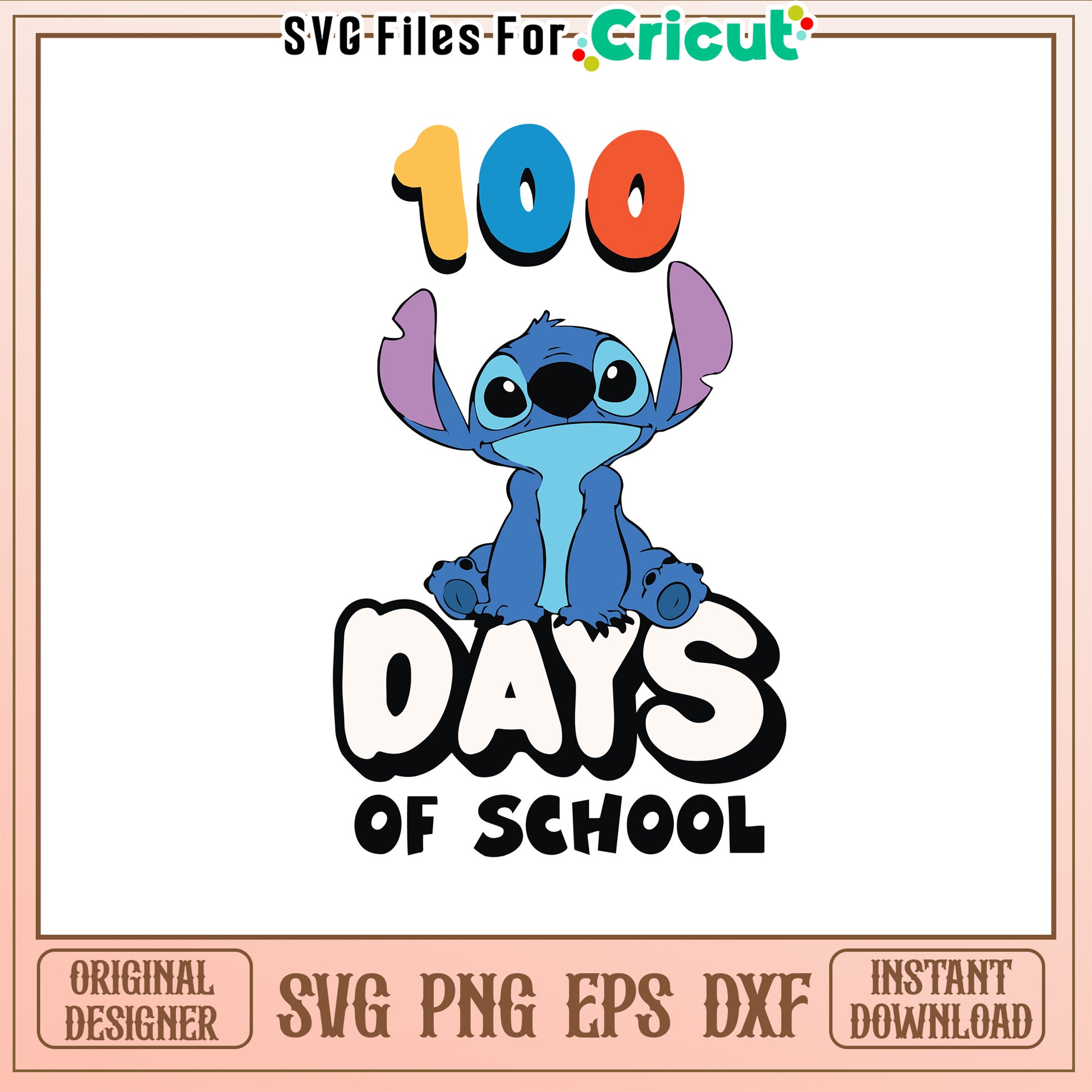 Stitch character 100th day of school svg, stitch disney svg