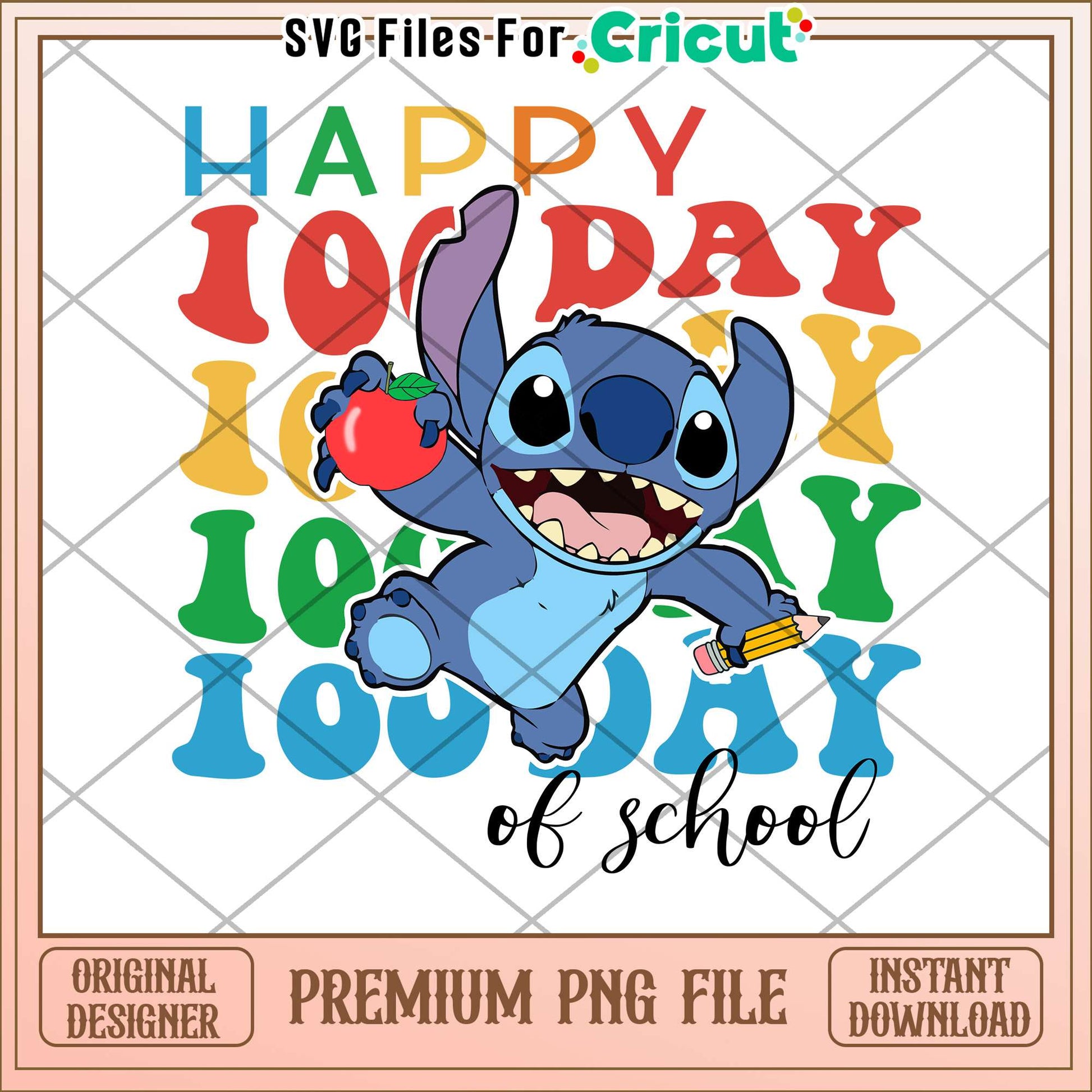 Stitch character happy 100 days of school png, stitch png