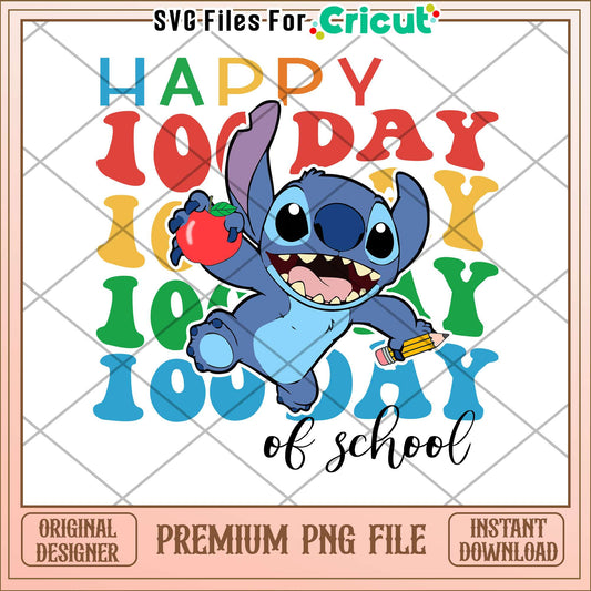 Stitch character happy 100 days of school png, stitch png