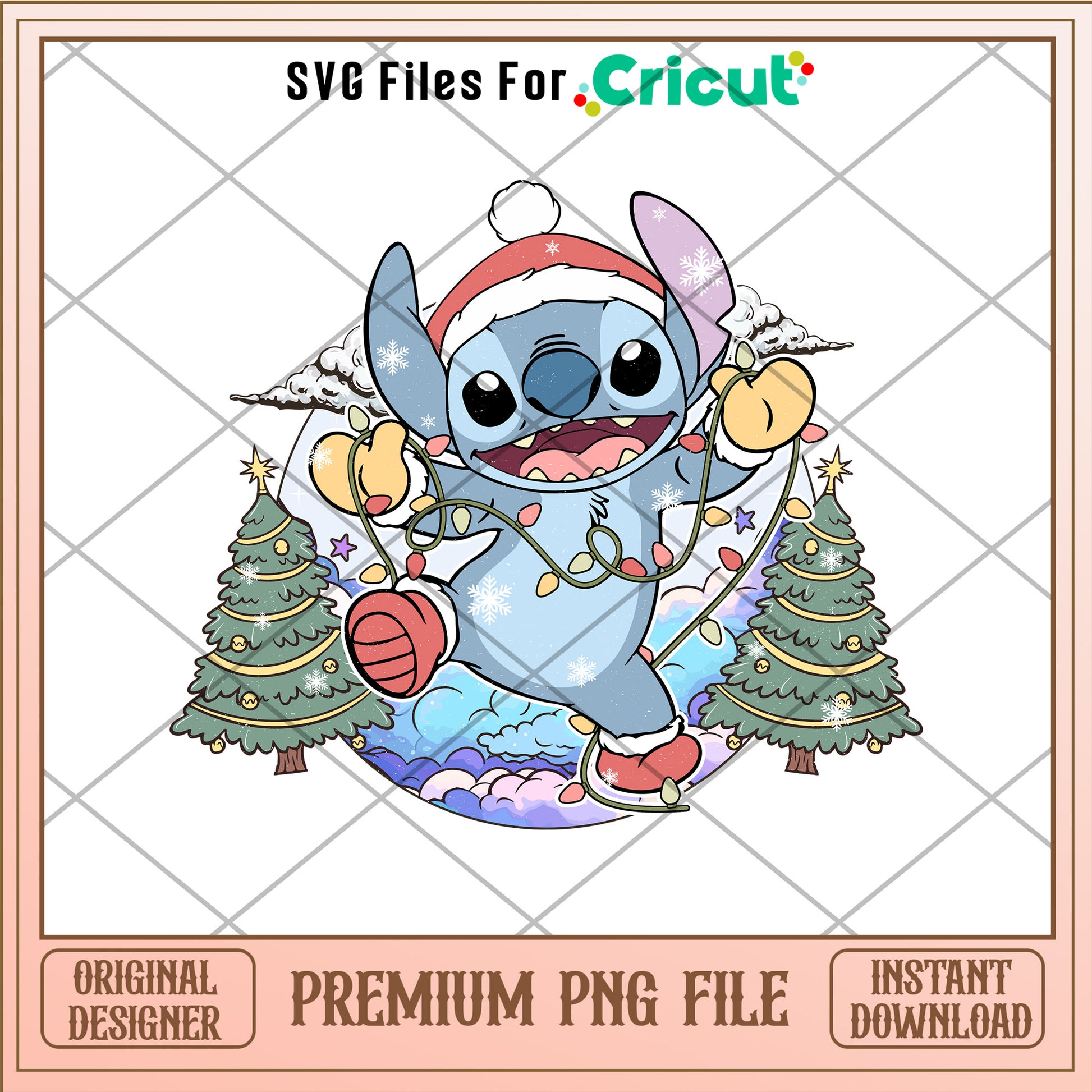 Stitch christmas light png, stitch santa hat png, christmas png