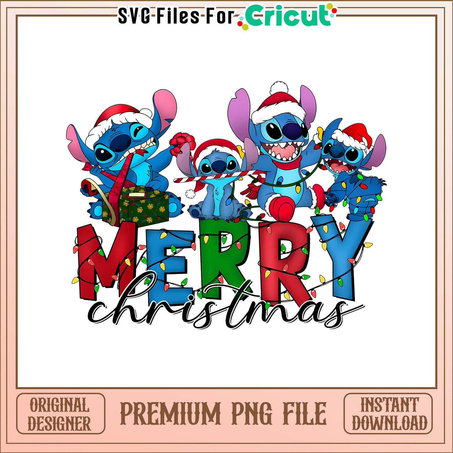 Stitch family merry christmas png, stitch the cartoon​​ png