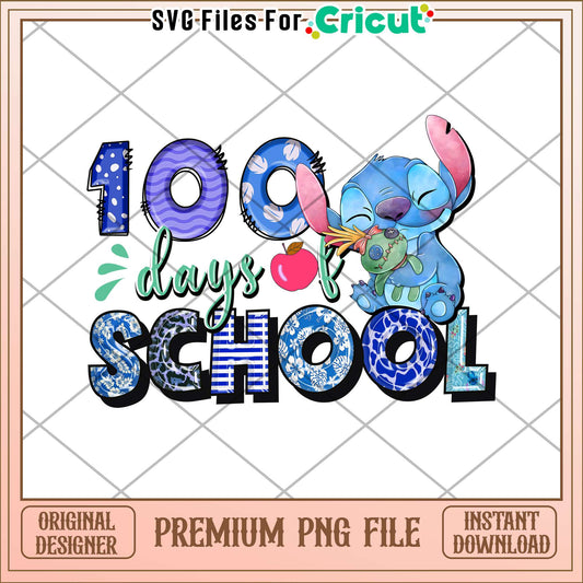 Stitch font 100 days of school png, vintage stitch png