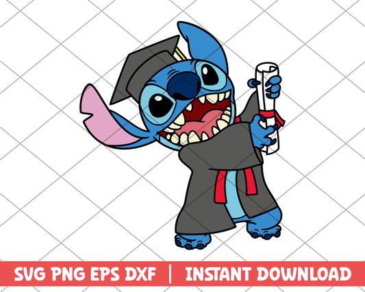 Stitch graduation cartoon svg