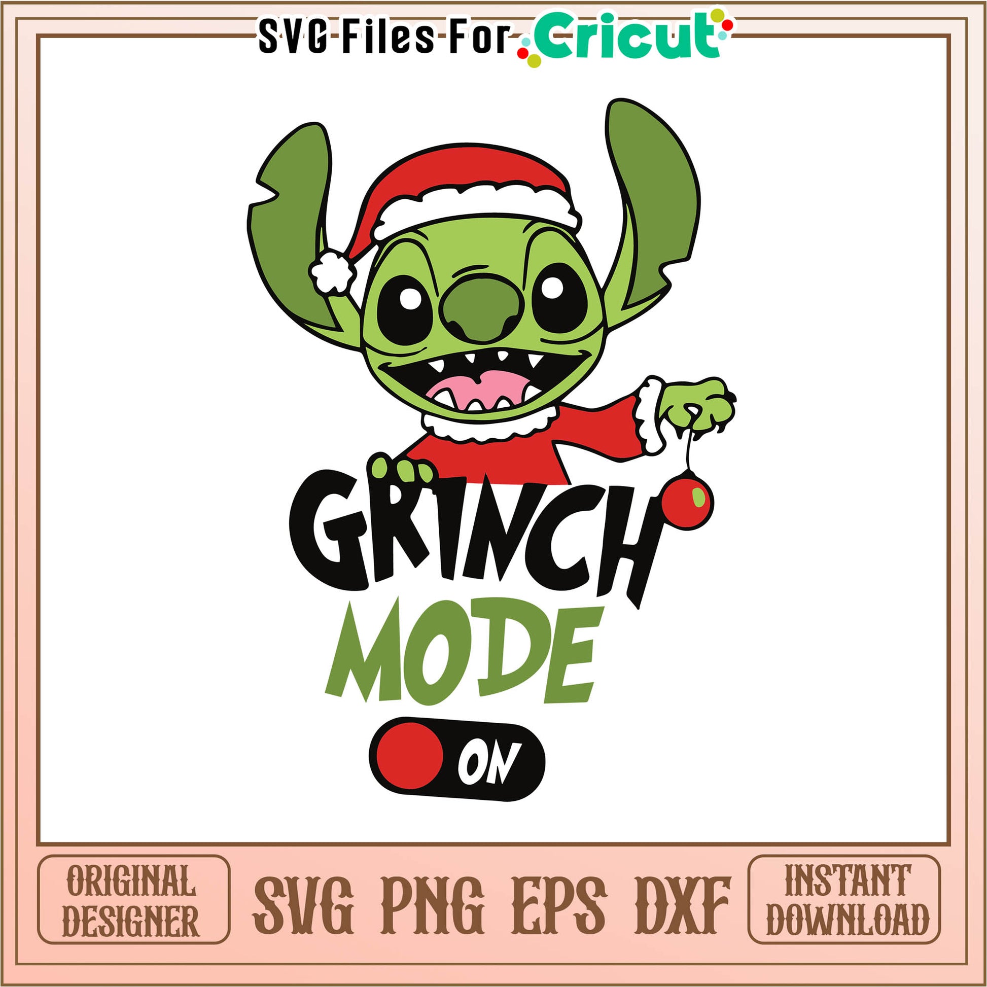 Stitch grinch mode on christmas svg, baby grinch costume​ svg