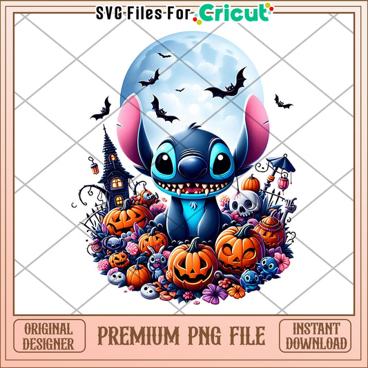 Stitch halloween png, halloween for kids png, stitch cartoon png