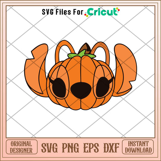 Stitch head pumpkin halloween design svg, Disney characters svg, Digital Download