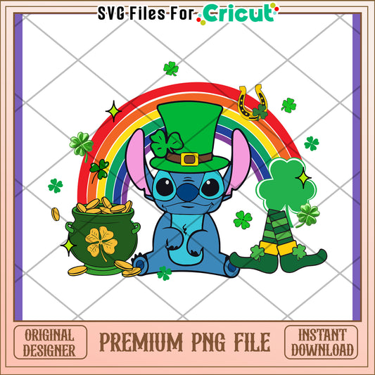 Stitching Design with Rainbow and Lucky Charm PNG