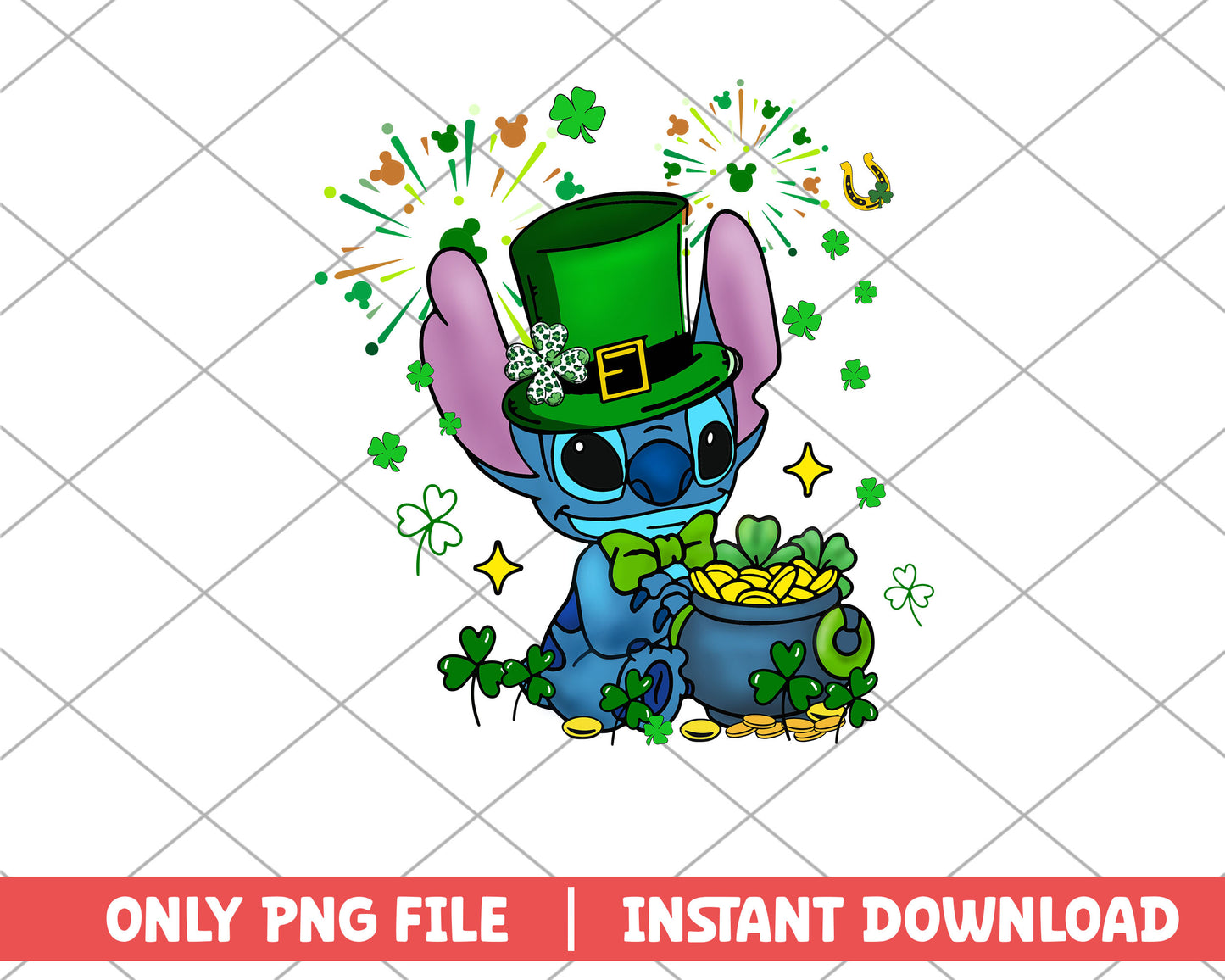Stitch in the green hat st.patrick day png 