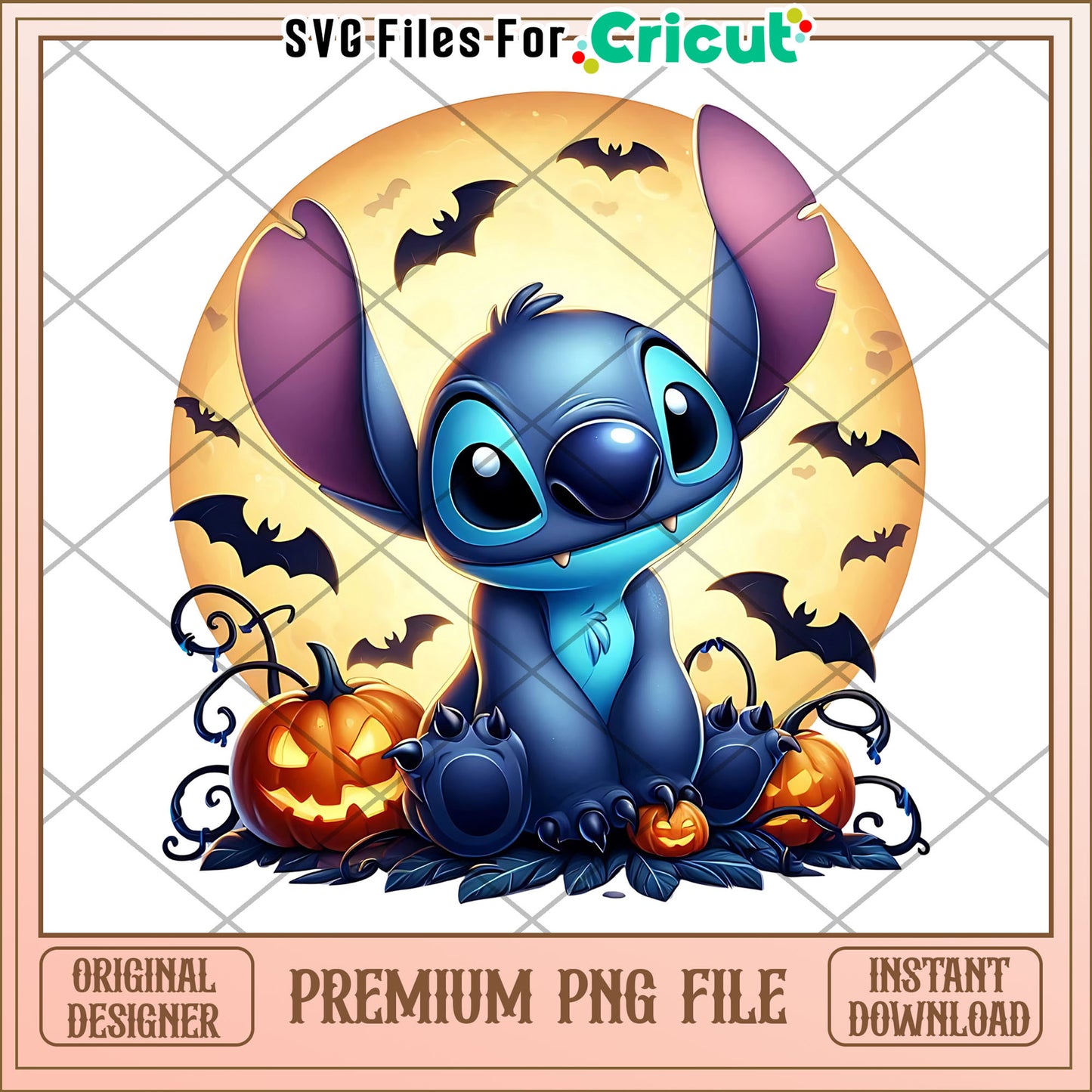 Stitch in the moon design png, halloween for kids png, stitch cartoon png
