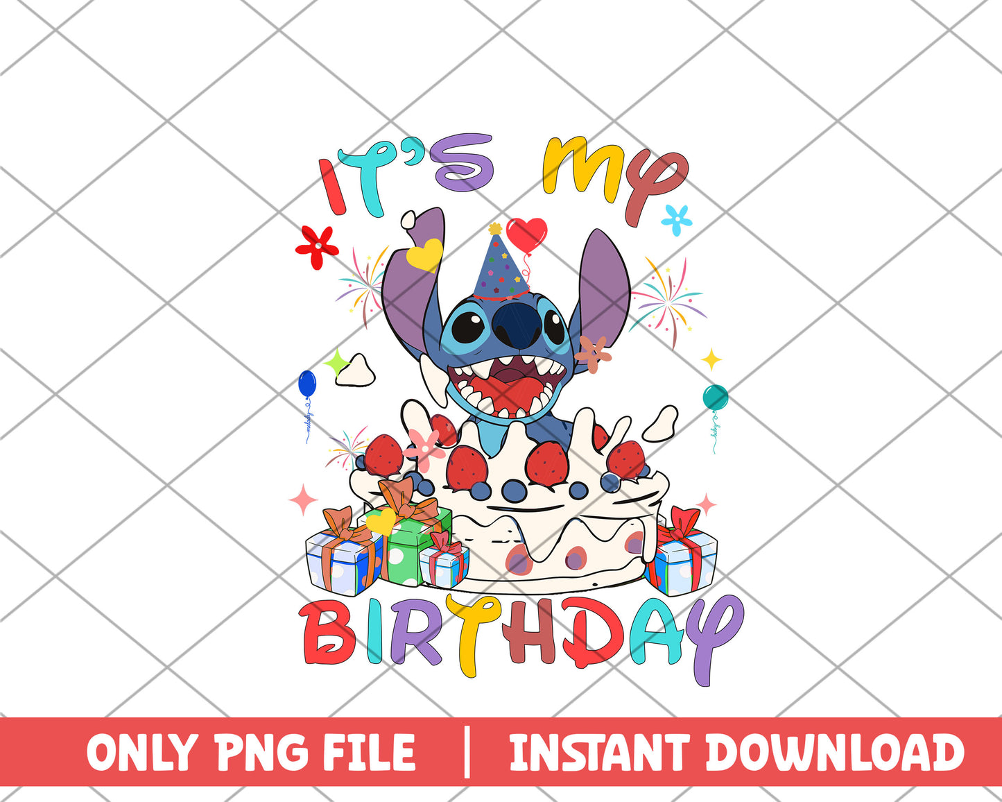 Stitch it's my birthday disney png