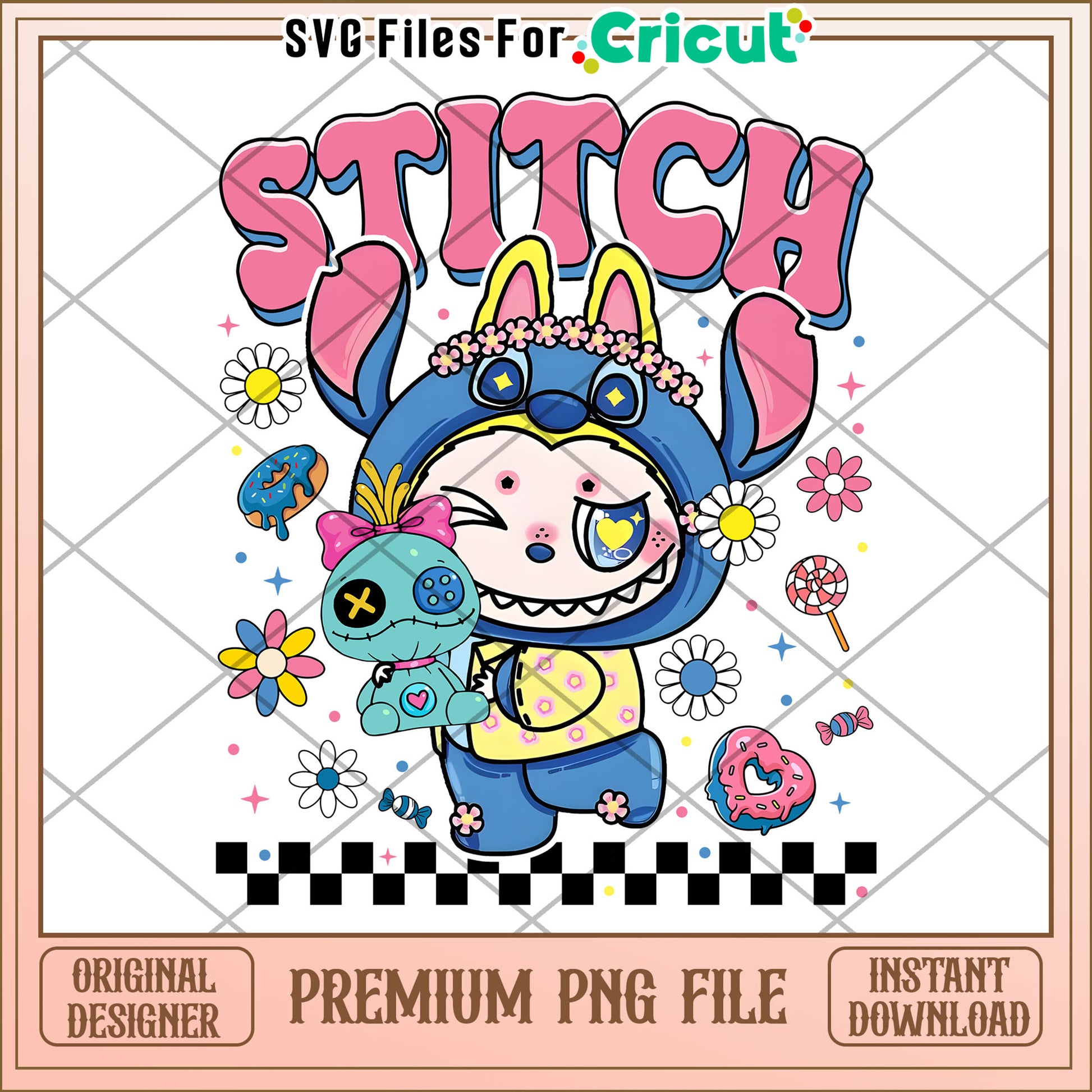 Stitch labubu png, labubu dolls png, popmart labubu png