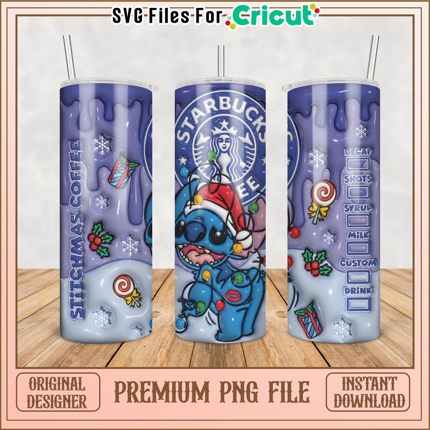 Stitchmas Starbucks Tumbler PNG