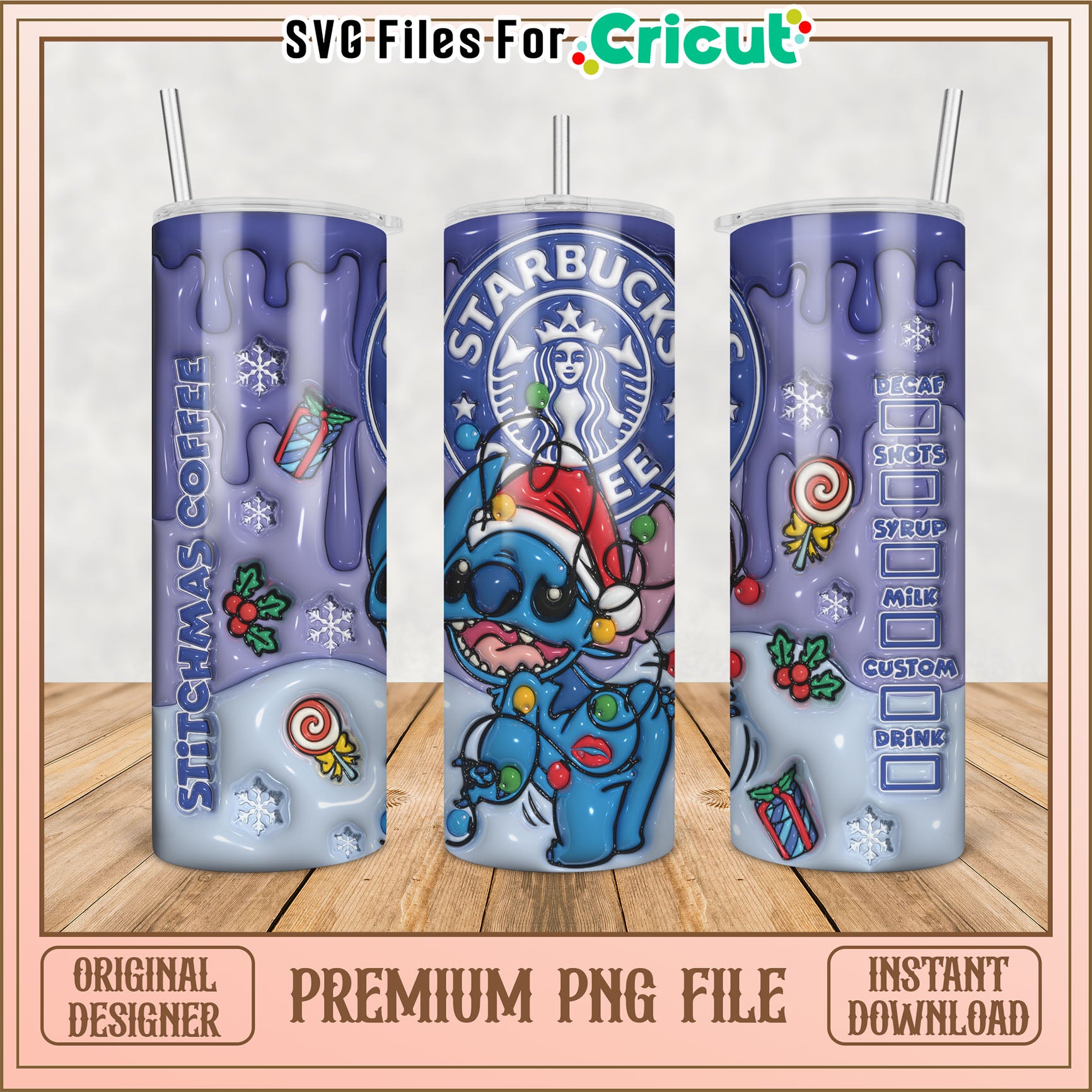 Stitchmas Starbucks Tumbler PNG