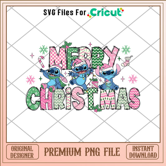 Stitch merry christmas png, Stitch santa hat png, christmas png