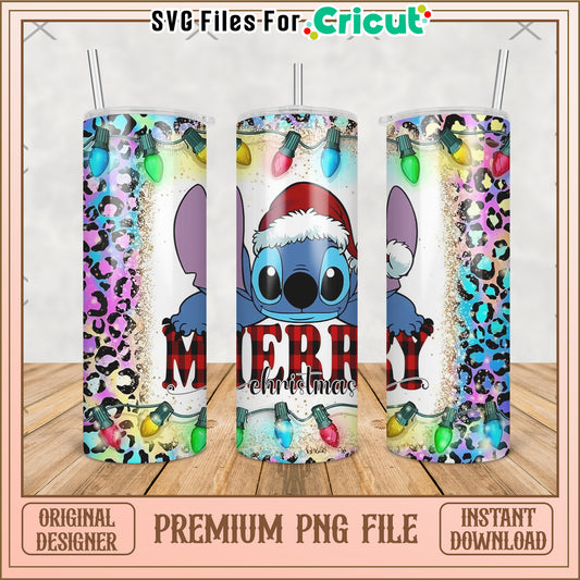 Stitch merry christmas tumbler png, lilo and stitch png, cute stitch png
