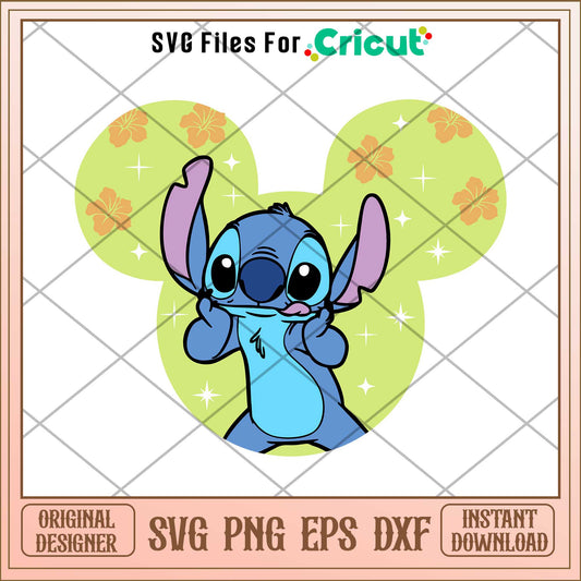 Stitch mickey head black svg, Disney characters svg, digital dowload